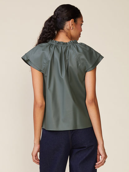 Double Sleeve Vegan Leather Top