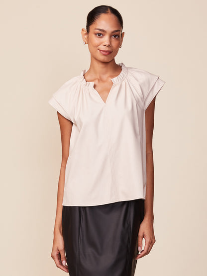 Double Sleeve Vegan Leather Top
