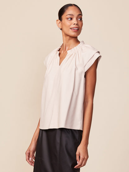 Double Sleeve Vegan Leather Top