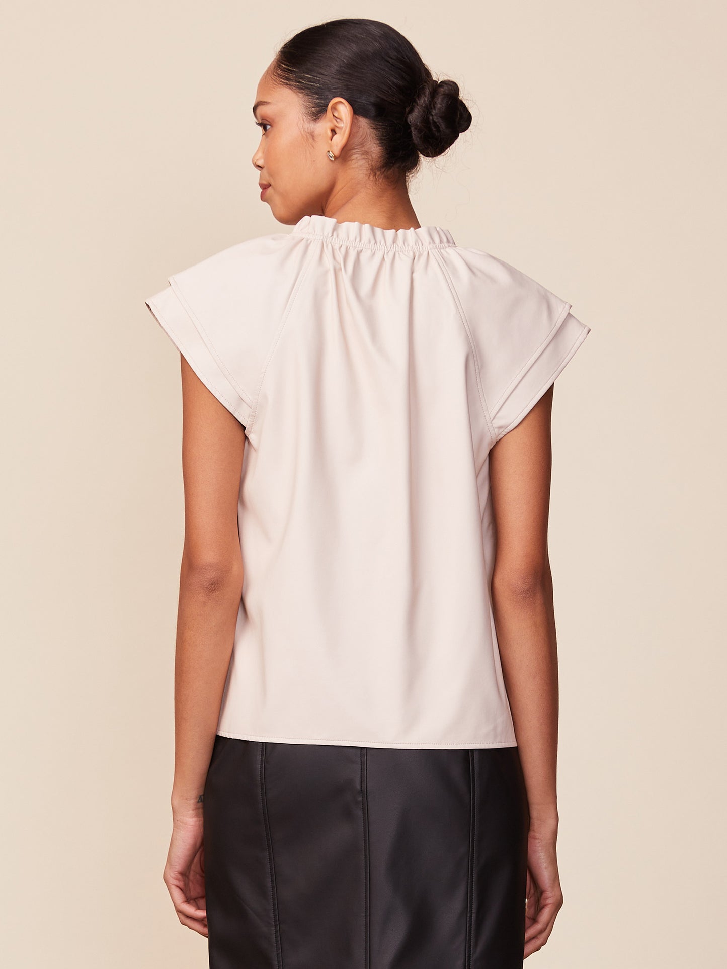 Double Sleeve Vegan Leather Top