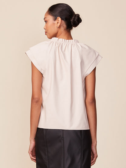 Double Sleeve Vegan Leather Top