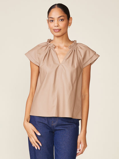 Double Sleeve Vegan Leather Top