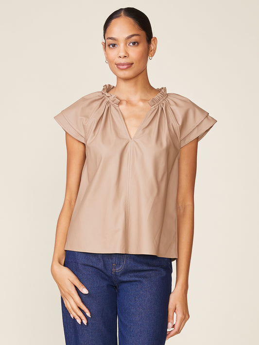 Double Sleeve Vegan Leather Top
