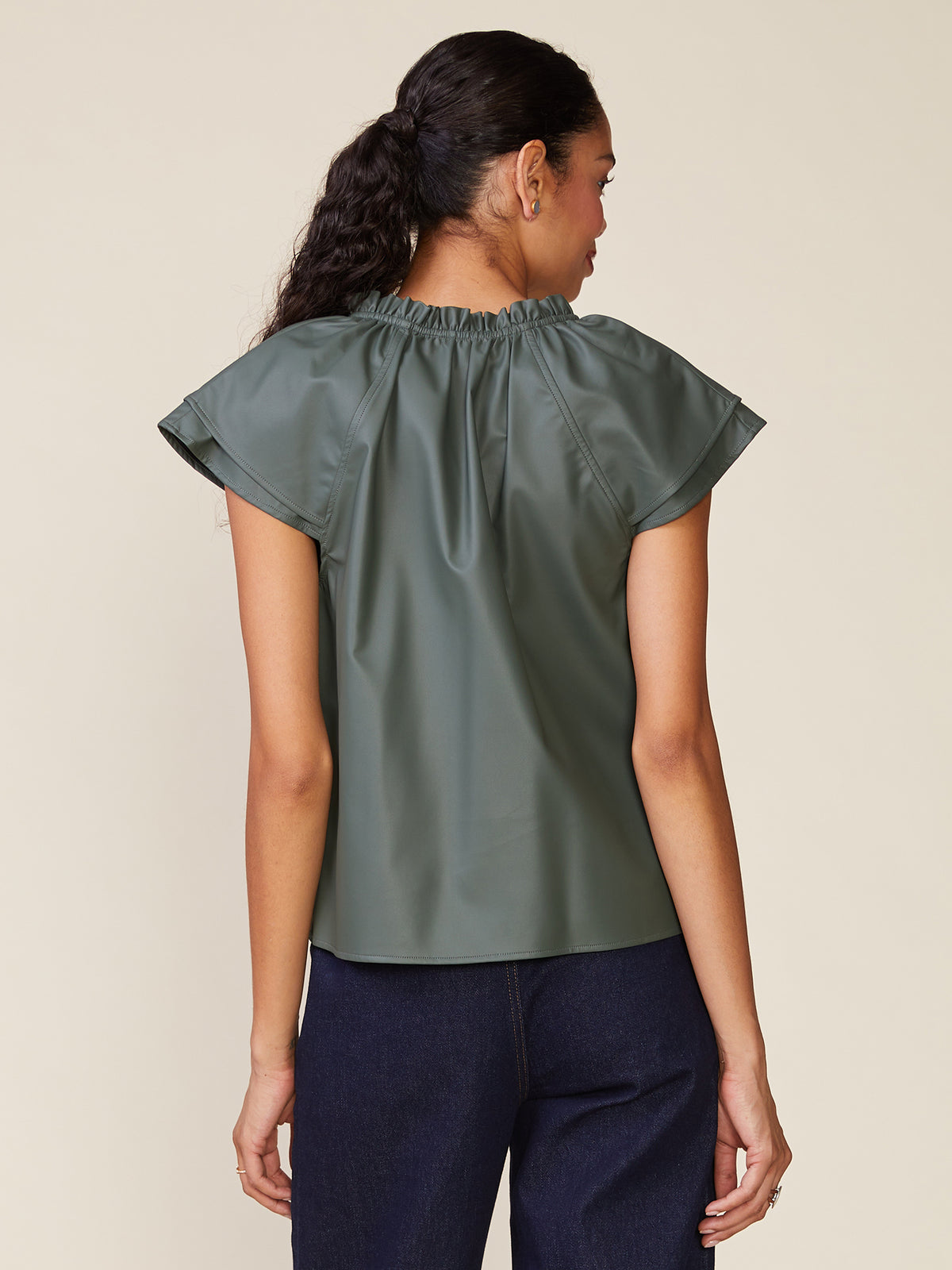 Double Sleeve Vegan Leather Top