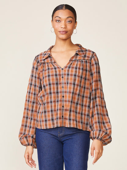 Button Down Plaid Top