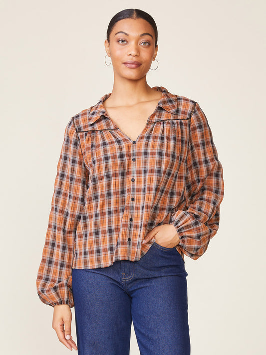 Button Down Plaid Top