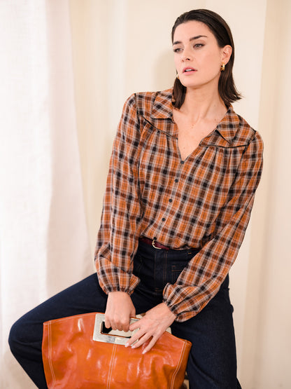 Button Down Plaid Top