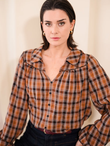 Button Down Plaid Top