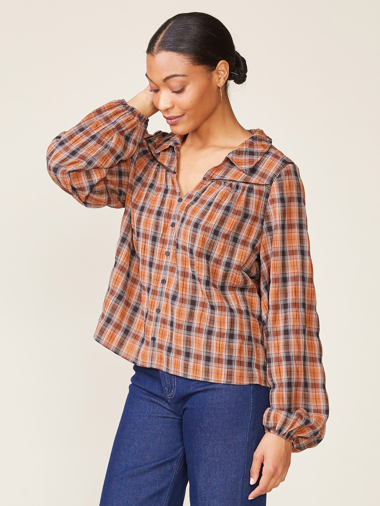 Button Down Plaid Top