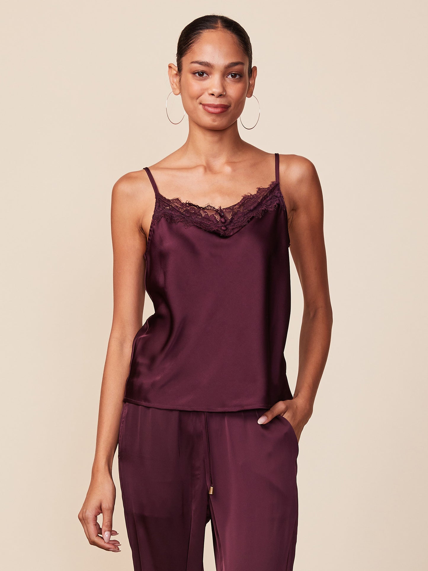 Lace Trim Satin Cami
