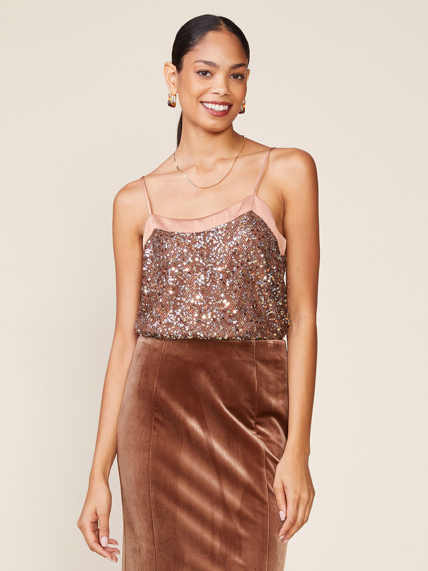 Sequin Satin Cami