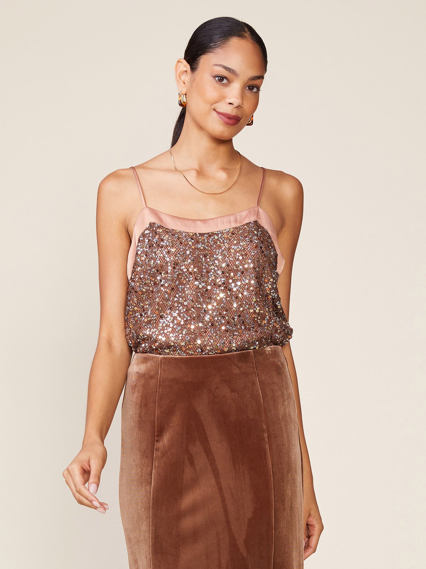 Sequin Satin Cami