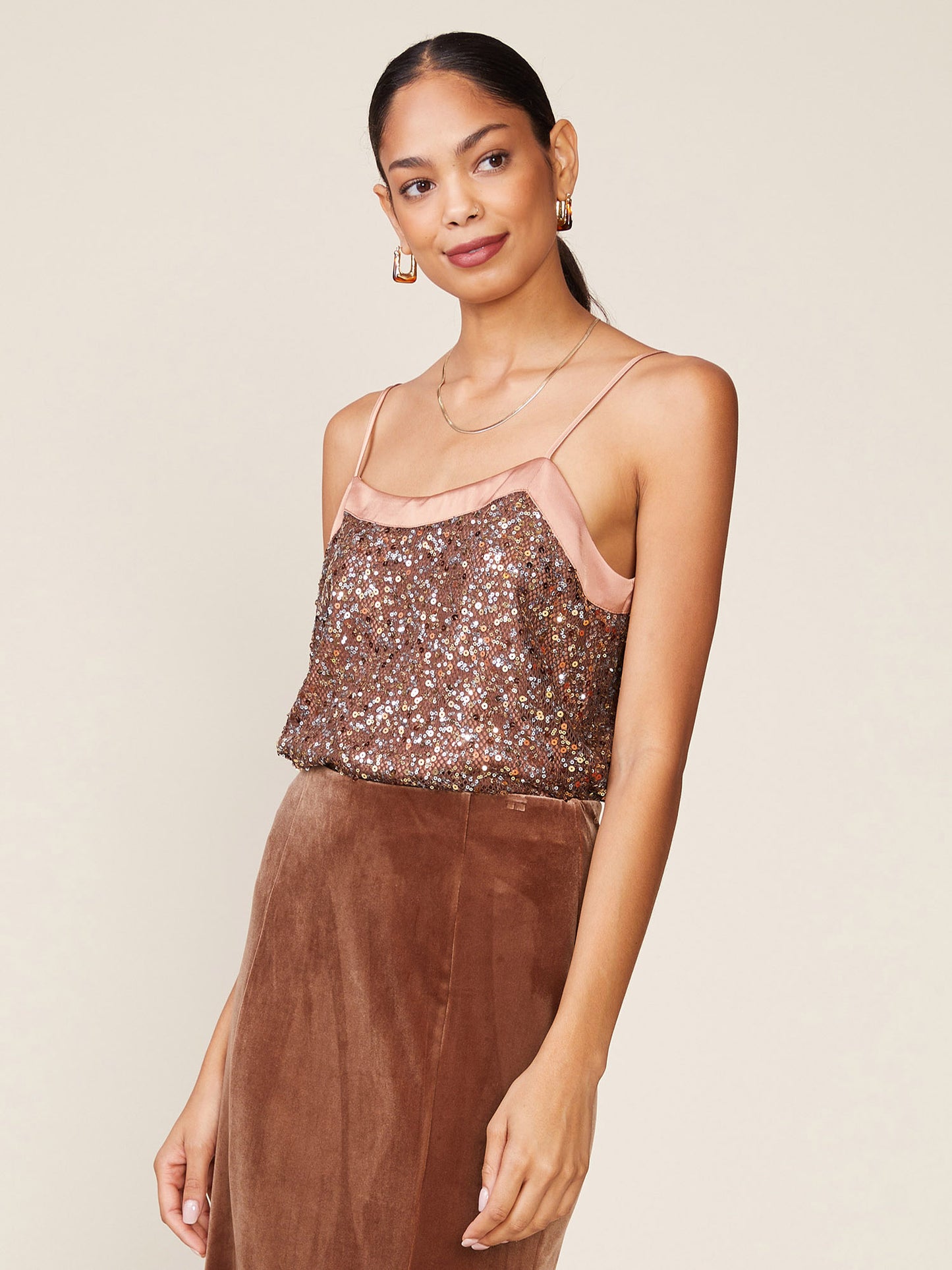 Sequin Satin Cami