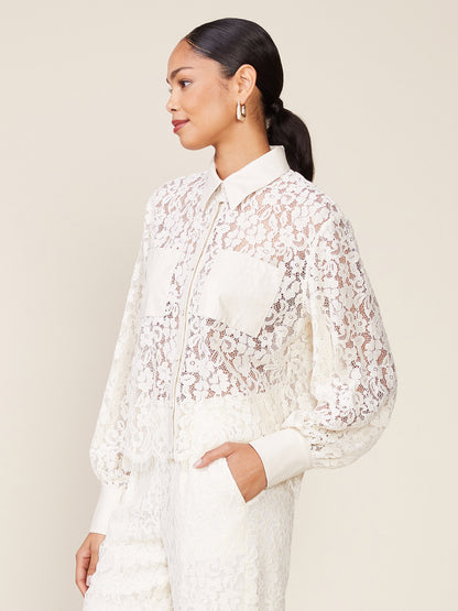 Long Sleeve Lace Button Down Top