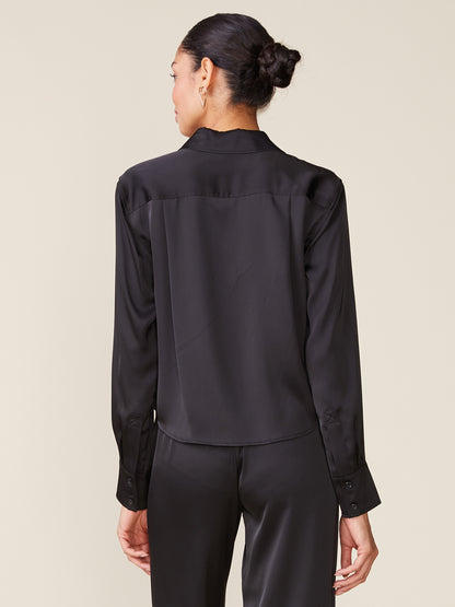 Long Sleeve Satin Buttoned Top