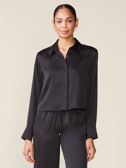 Long Sleeve Satin Buttoned Top