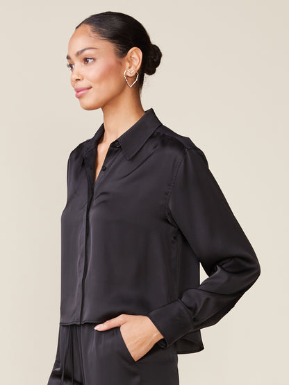 Long Sleeve Satin Buttoned Top