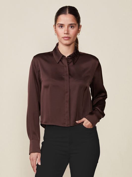 Long Sleeve Satin Buttoned Top