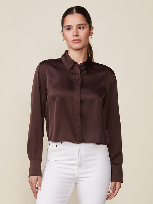 Long Sleeve Satin Buttoned Top