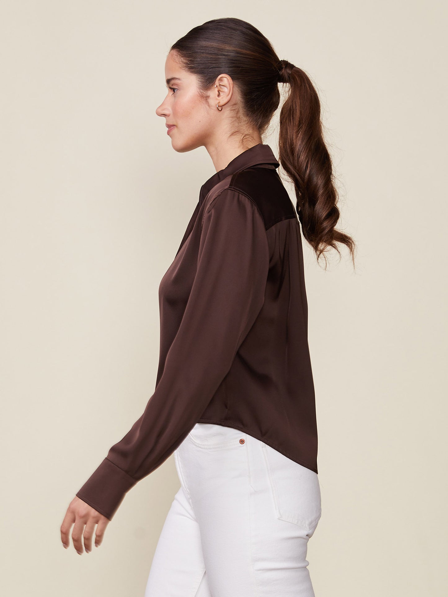 Long Sleeve Satin Buttoned Top