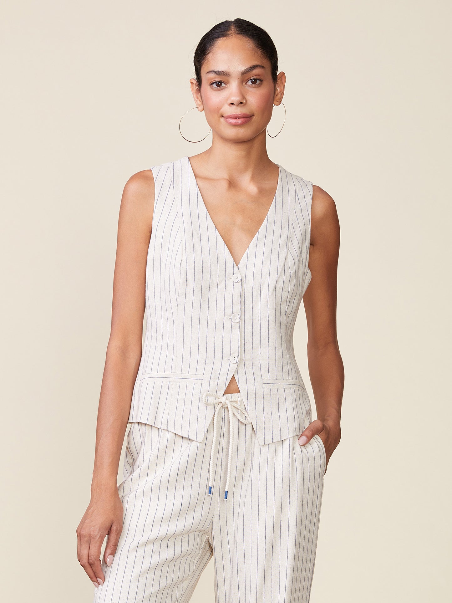 Stripe Linen Vest