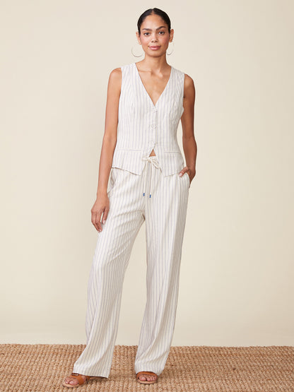 Stripe Linen Drawstring Pants