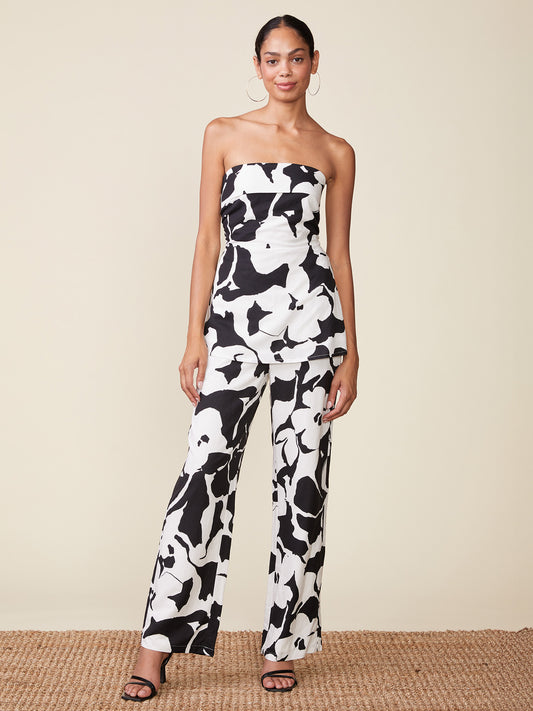 Floral Linen Blend Pull On Pants