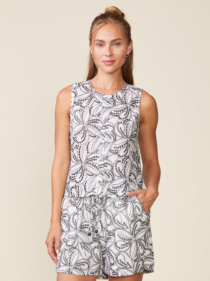 Eyelet Button Front Tank