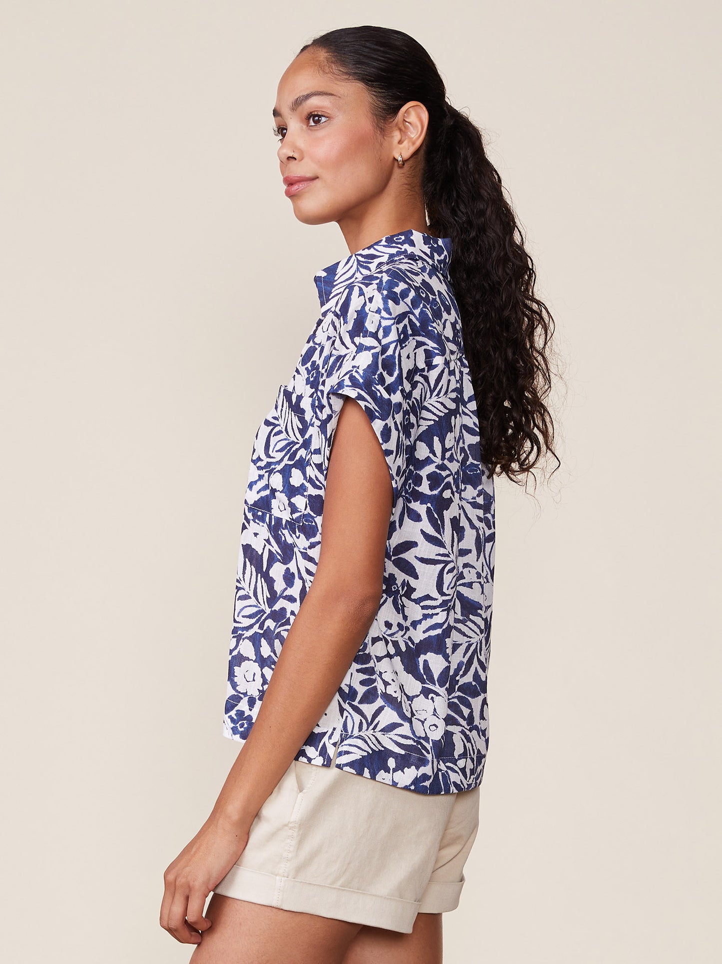 Printed Button Down Top