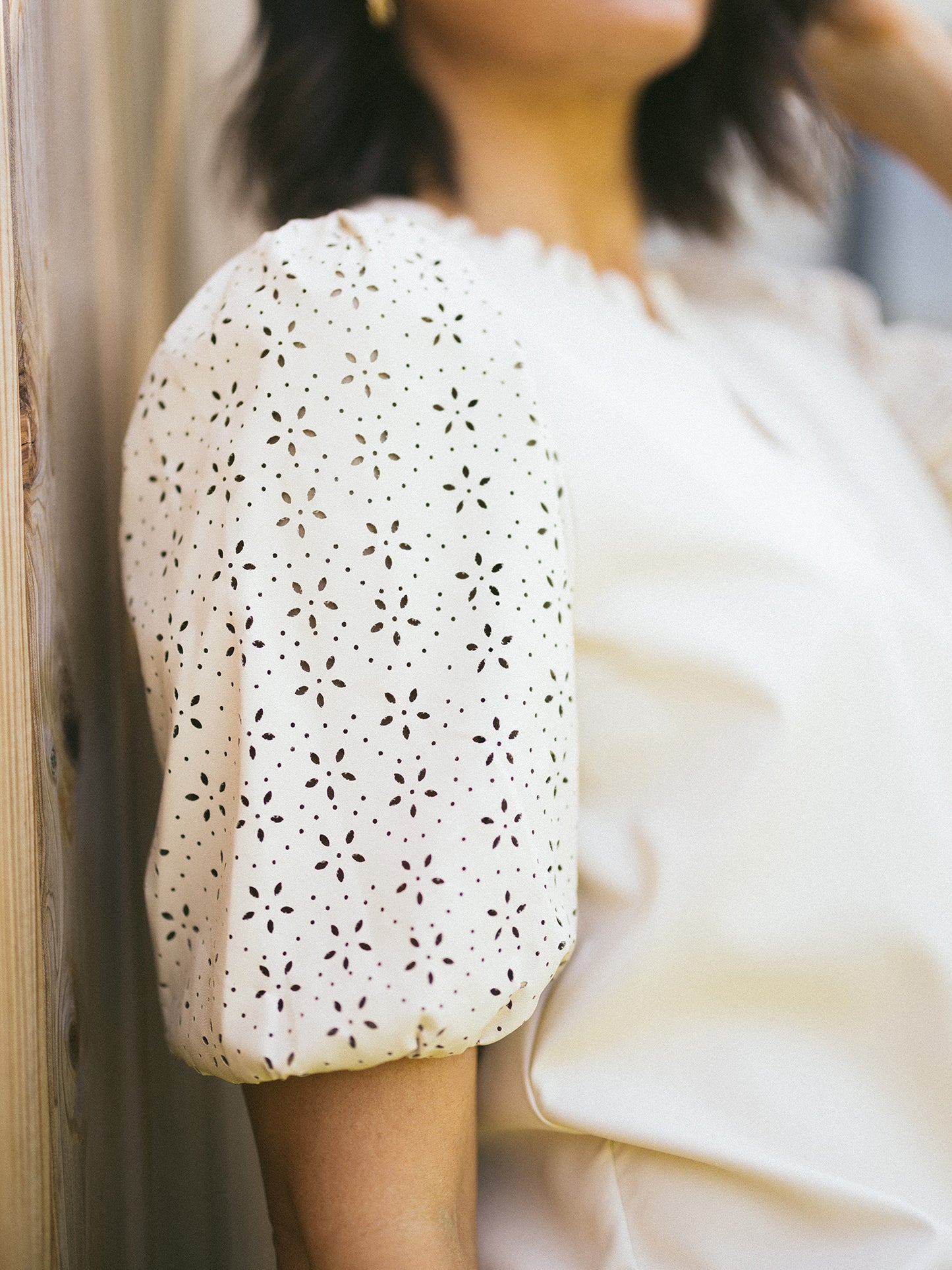 Dolly Laser Cut Puff Sleeve Top