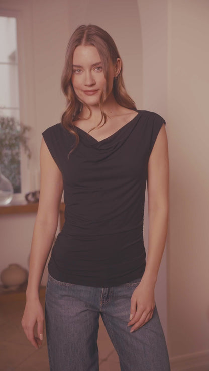 Legendary Convertible Neck Shirred Top