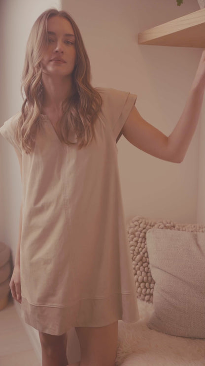 Double Sleeve Suede Dress