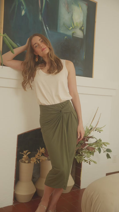 Legendary Knot Front Midi Skirt